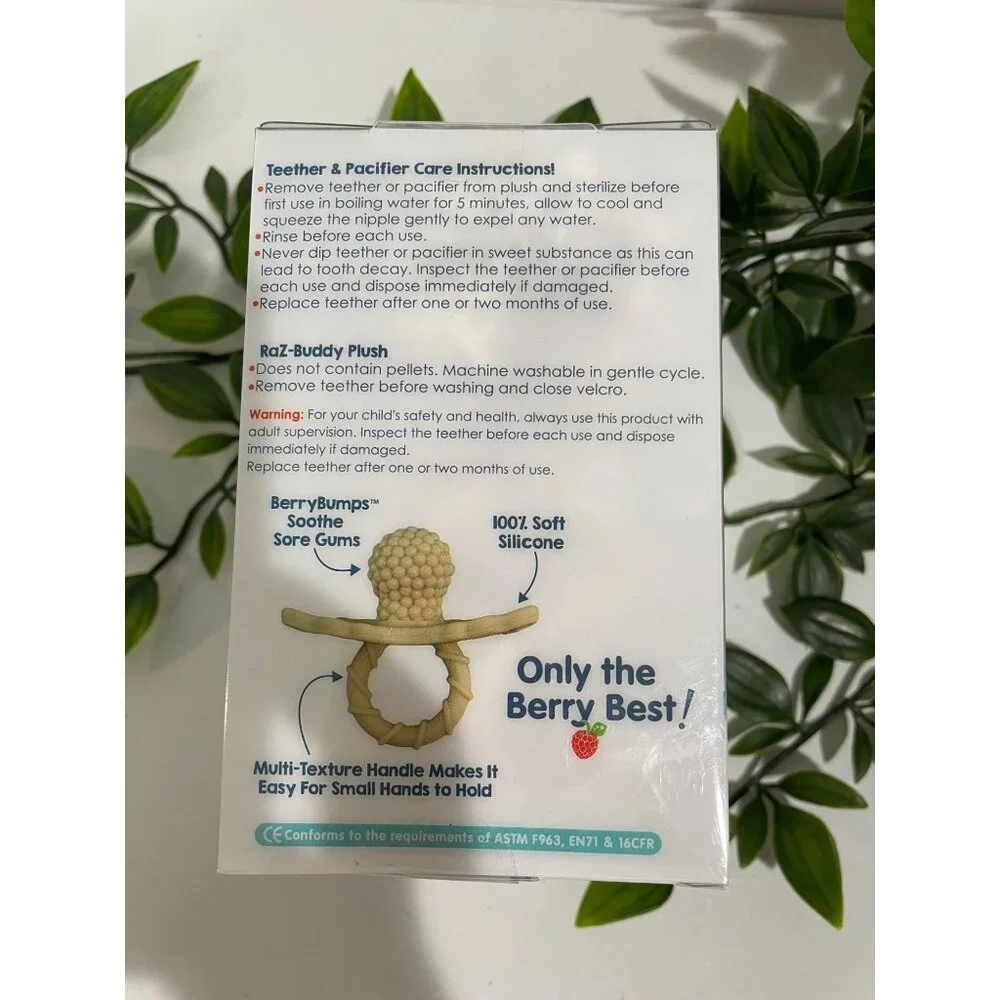 RaZ-Buddy Plush Sloth Paci & Teether Holder Soft Silicone